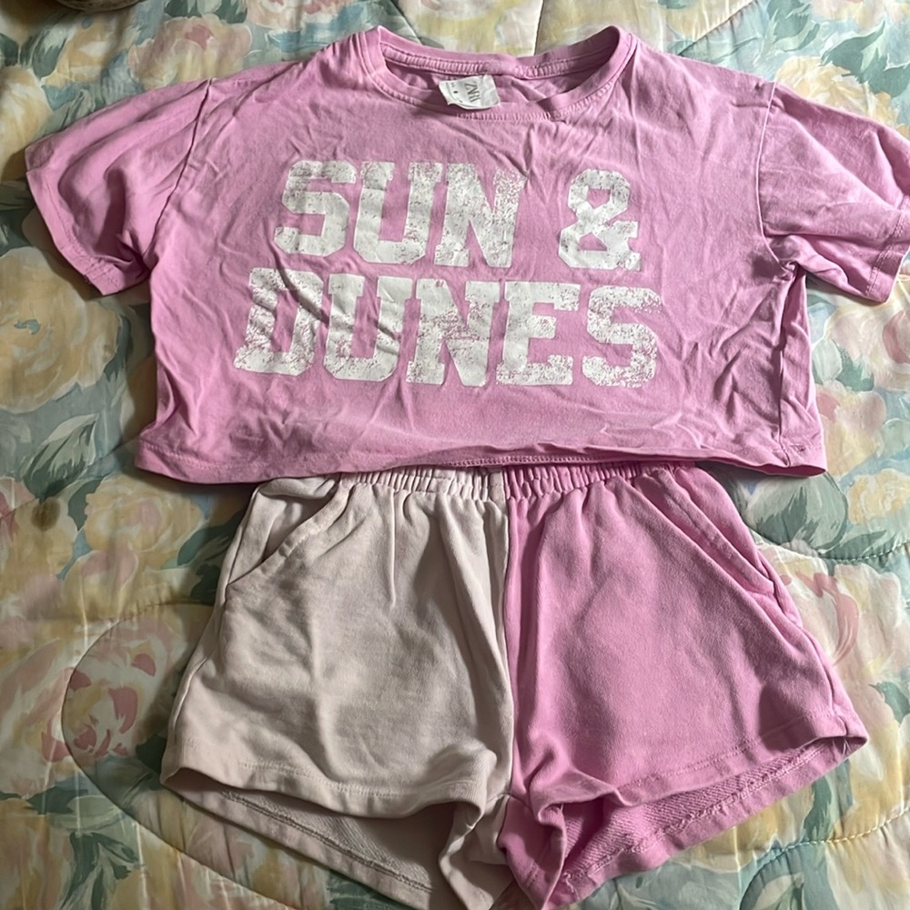 Zara “sun & Dunes” matching shorts tshirt set